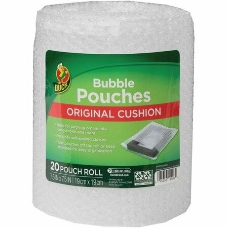 DUCK BRAND Bubble Pouch, 7-1/2inWx7-1/2inH, Clear DUC285741